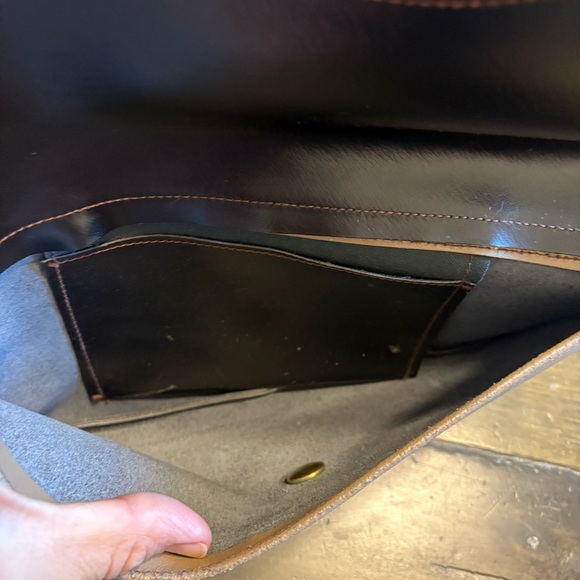 Leather Suede Envelope Clutch Bag Tan Gray Neutral Bow Vintage Bohemian Festival - Picture 5 of 9